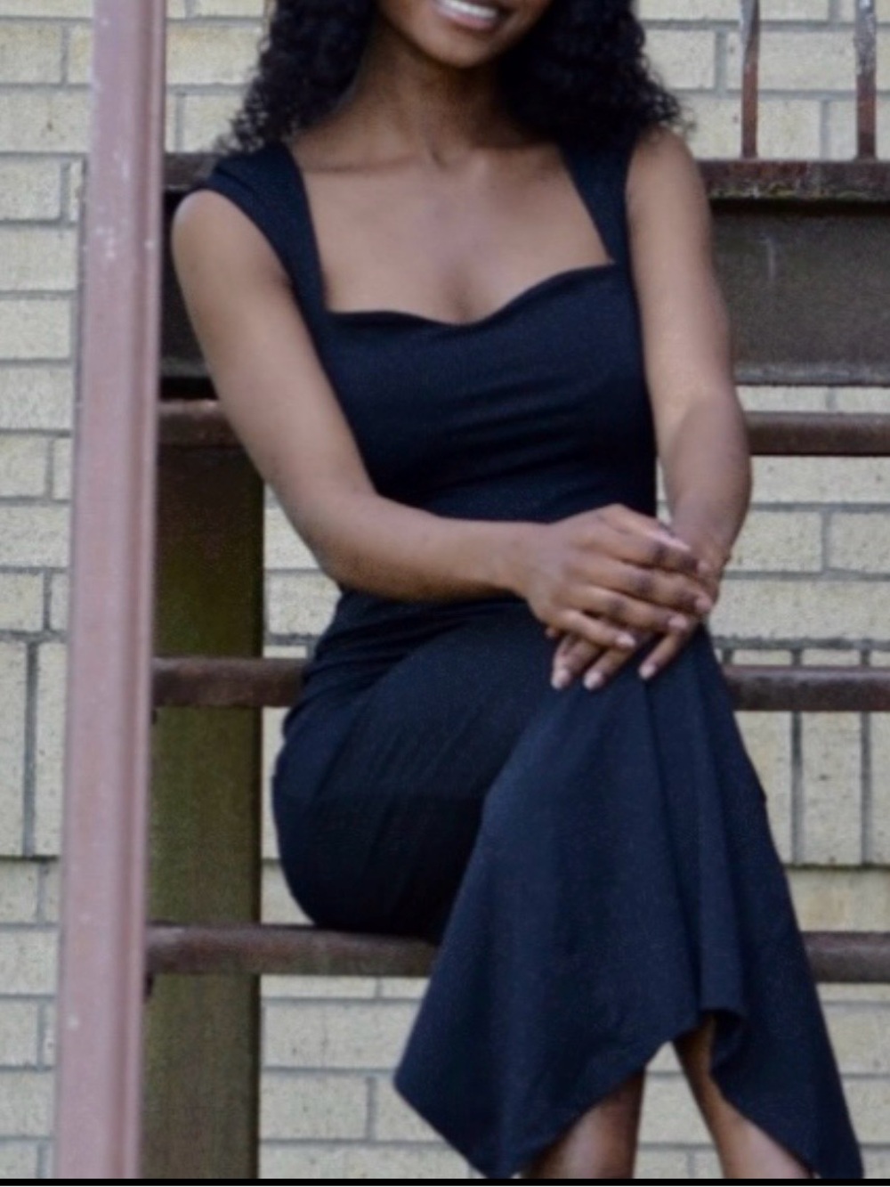 Classic Black Square-Neck Maxi Dress - Picture 3 of 5